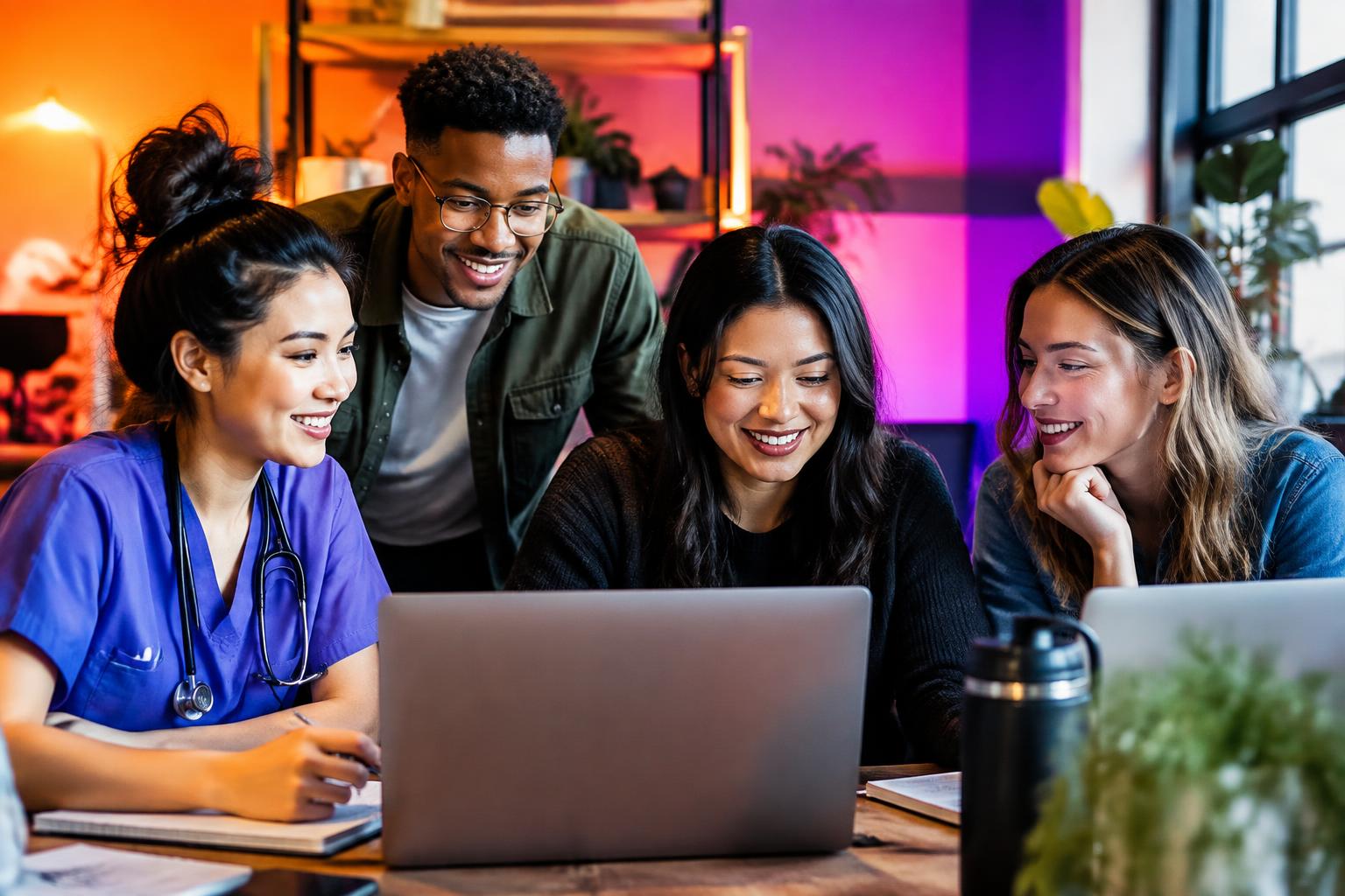 Interns collaborating